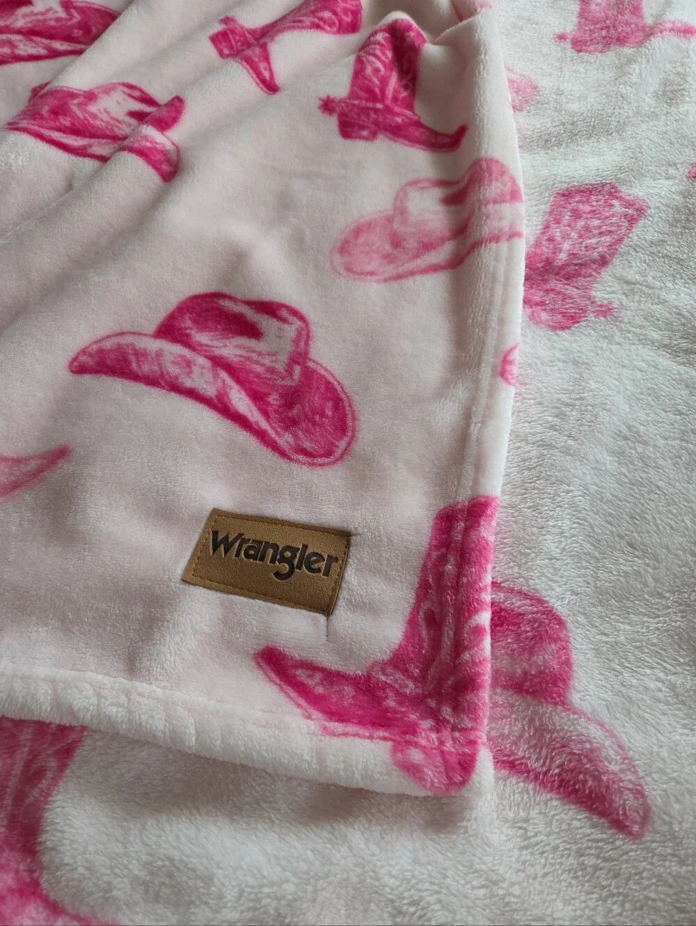 Wrangler Pink Boots And Hats Western Print Plush Cowgirl Blanket